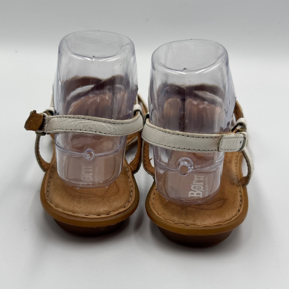 Born Mai White Leather Strappy Sandals Size 8M Boho Minimalist Comfort Summer - Picture 4 of 7